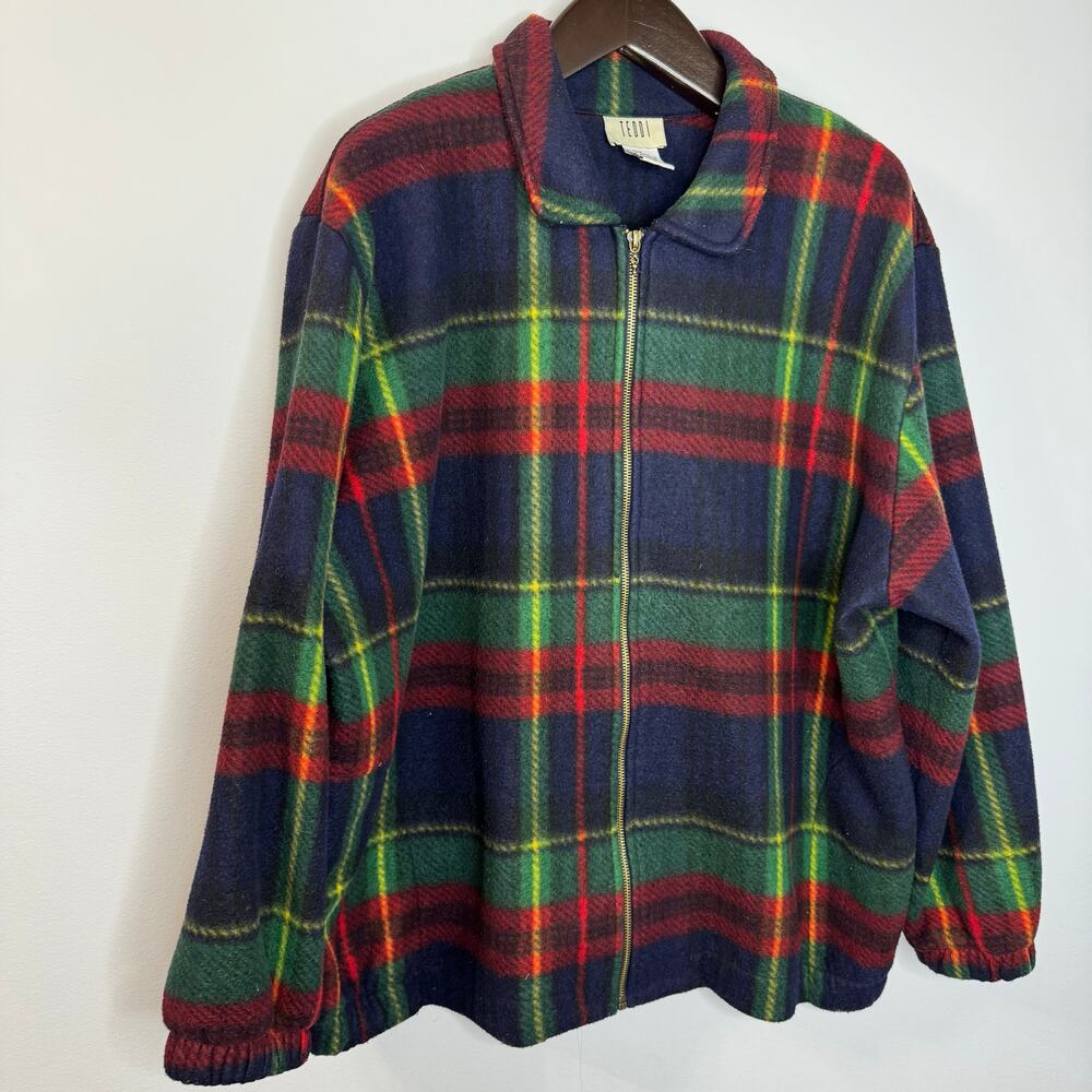 Vintage Teddi Full Zip Fleece Plaid Multi Jacket Full Zip Women's 2X - Picture 7 of 9
